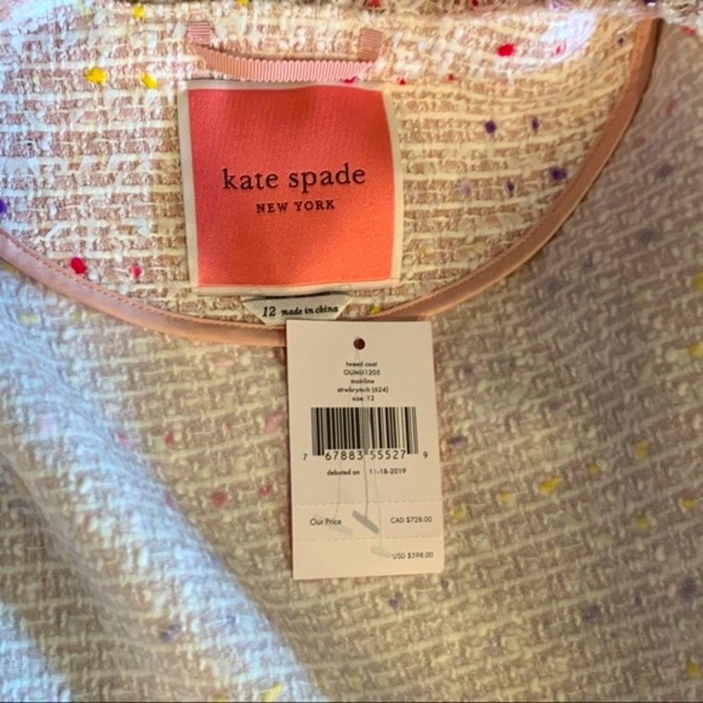Kate Spade Tweed Coat - pink multi colored - oumu1205 / NWT - Picture 11 of 13